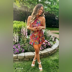 Show Me Your MuMu Jasmine Halter Mini Dress Garden Glow Small Floral Bright